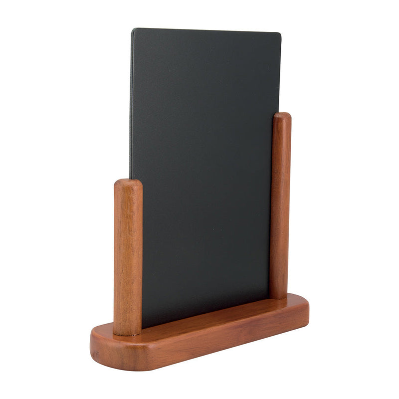 A5 Table-Top Menu Chalkboard with Dark Brown Lacquered Beechwood Stand