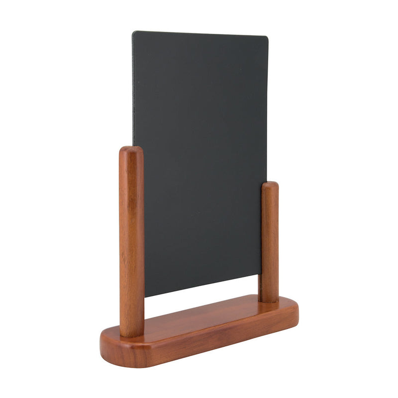A5 Table-Top Menu Chalkboard with Dark Brown Lacquered Beechwood Stand