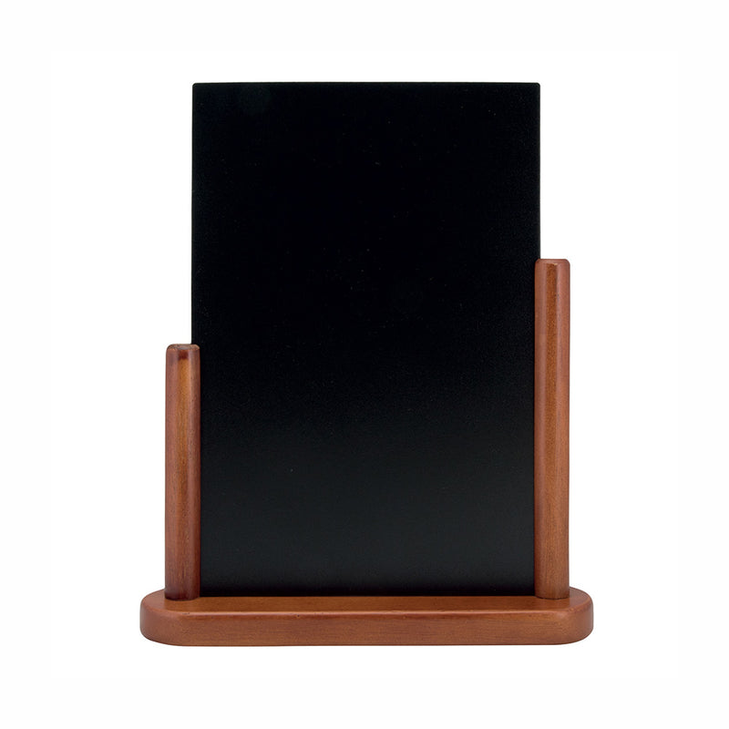 A4 Table-Top Menu Chalkboard with Dark Brown Lacquered Beechwood Stand