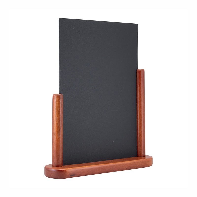 A4 Table-Top Menu Chalkboard with Dark Brown Lacquered Beechwood Stand