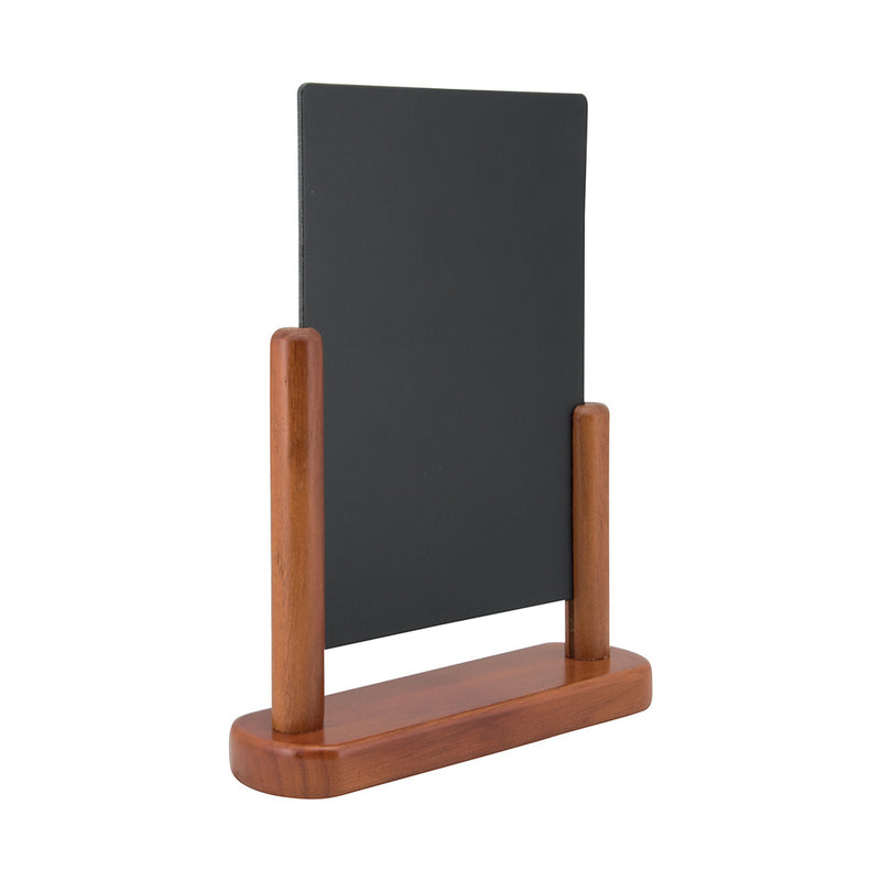 A4 Table-Top Menu Chalkboard with Dark Brown Lacquered Beechwood Stand