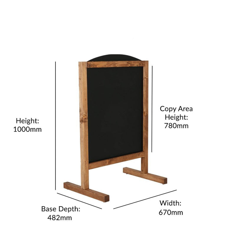 Floor Standing Double Sided Magnetic Chalkboard with Rustic Wooden Frame - 670mm Wide x 1000mm High