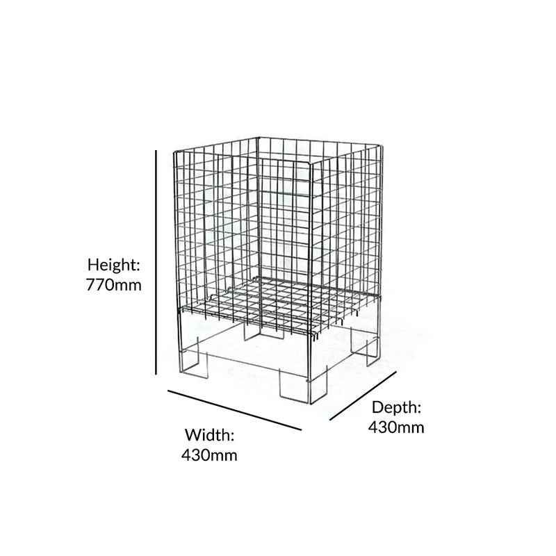 Black Rust-Resistant Steel Collapsible Dump Bin - 430mm Wide x 770mm High