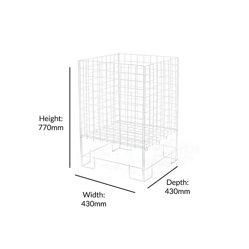 White Rust-Resistant Steel Collapsible Dump Bin - 430mm Wide x 770mm High