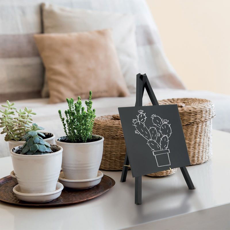 Set of 3 Mini Table Top Chalkboards on Black Wood Easels