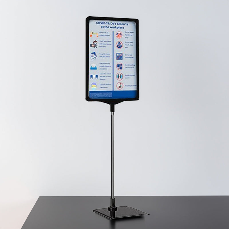 Black A3 Counter Standing Double Sided Poster Display Stand with Adjustable Height 320-620mm