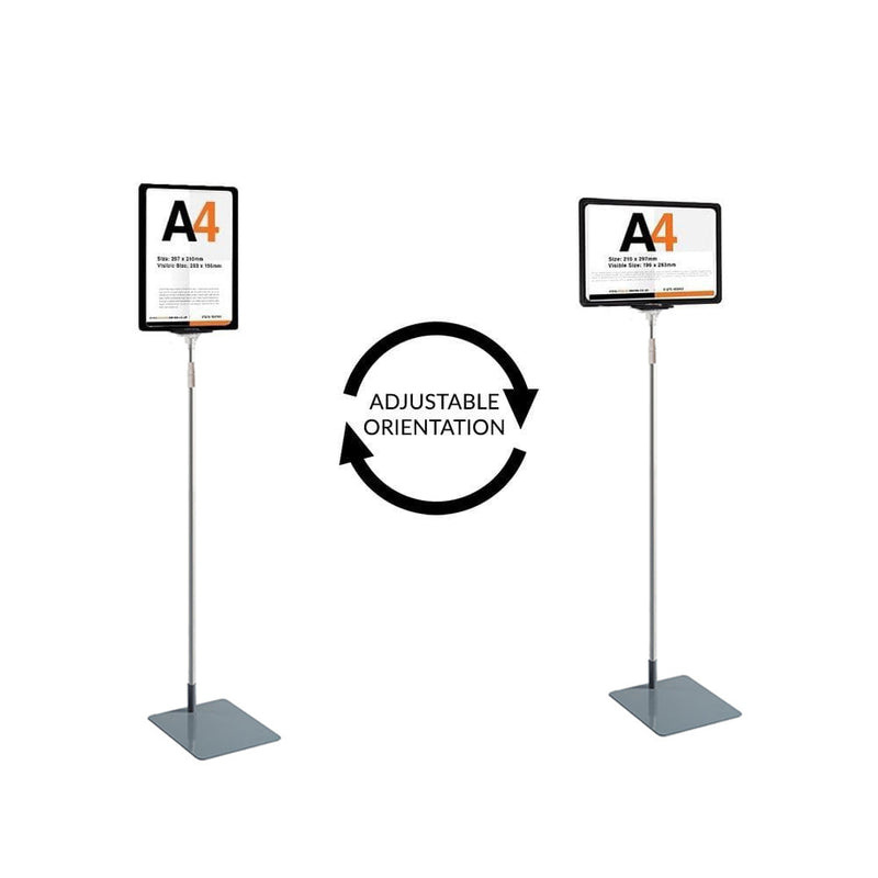 Black A4 Floor Standing Double Sided Poster Display Stand with Adjustable Height 800-1450mm