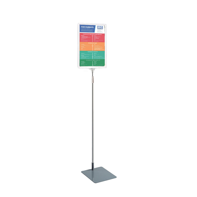 White A4 Floor Standing Double Sided Poster Display Stand with Adjustable Height 800-1450mm
