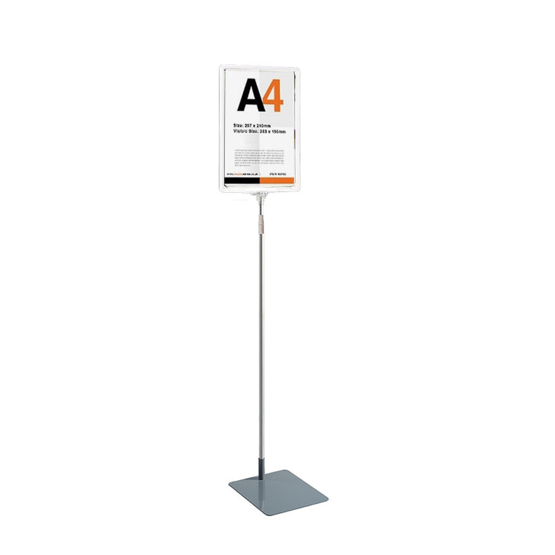 White A4 Floor Standing Double Sided Poster Display Stand with Adjustable Height 800-1450mm