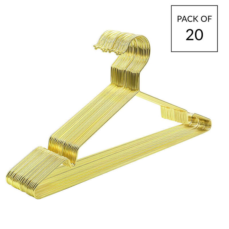 Pack of 20 Gold Space-Saving Metal Hangers