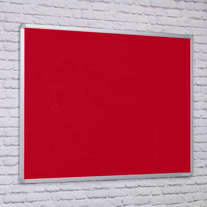 Fire Resistant Red Felt Aluminium Framed Noticeboard - 1200 x 900mm