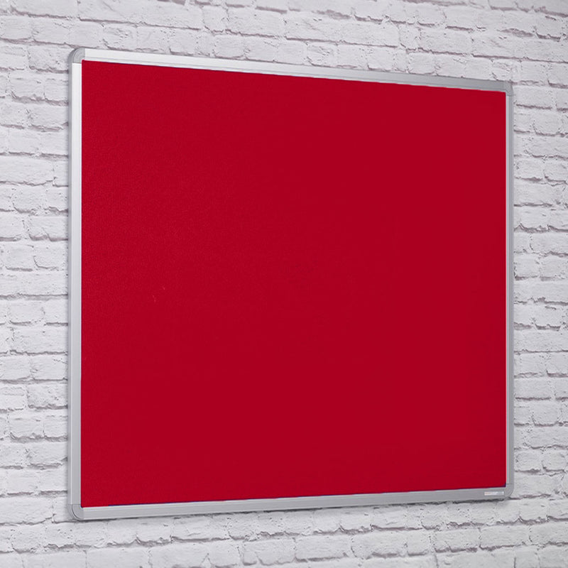 Fire Resistant Red Felt Aluminium Framed Noticeboard - 1800 x 1200mm