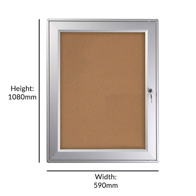 Outdoor Weatherproof Aluminium Framed 6 x A4 Cork Noticeboard - 1080 x 590mm