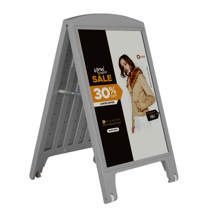 A1 Outdoor Durable Plastic A-Board Poster Display Pavement Sign - Grey