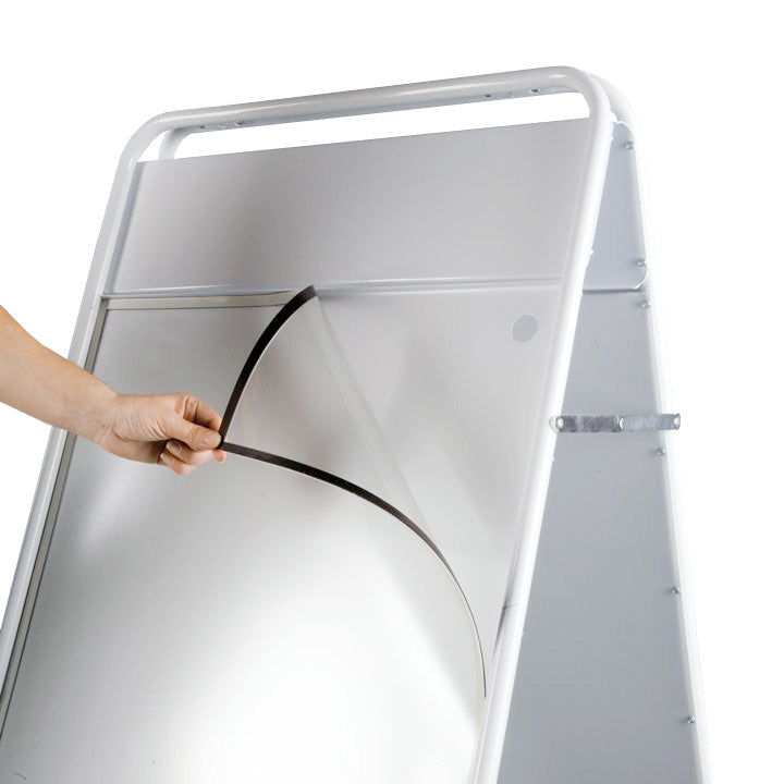 A2 Iron A-Board Sign with Display Header - White