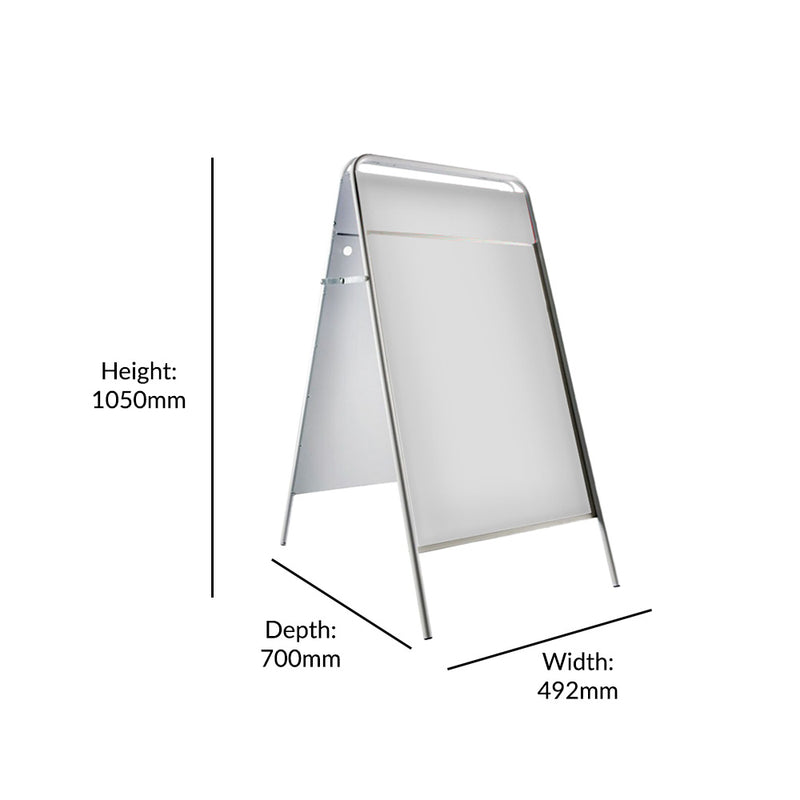 A2 Iron A-Board Sign with Display Header - White