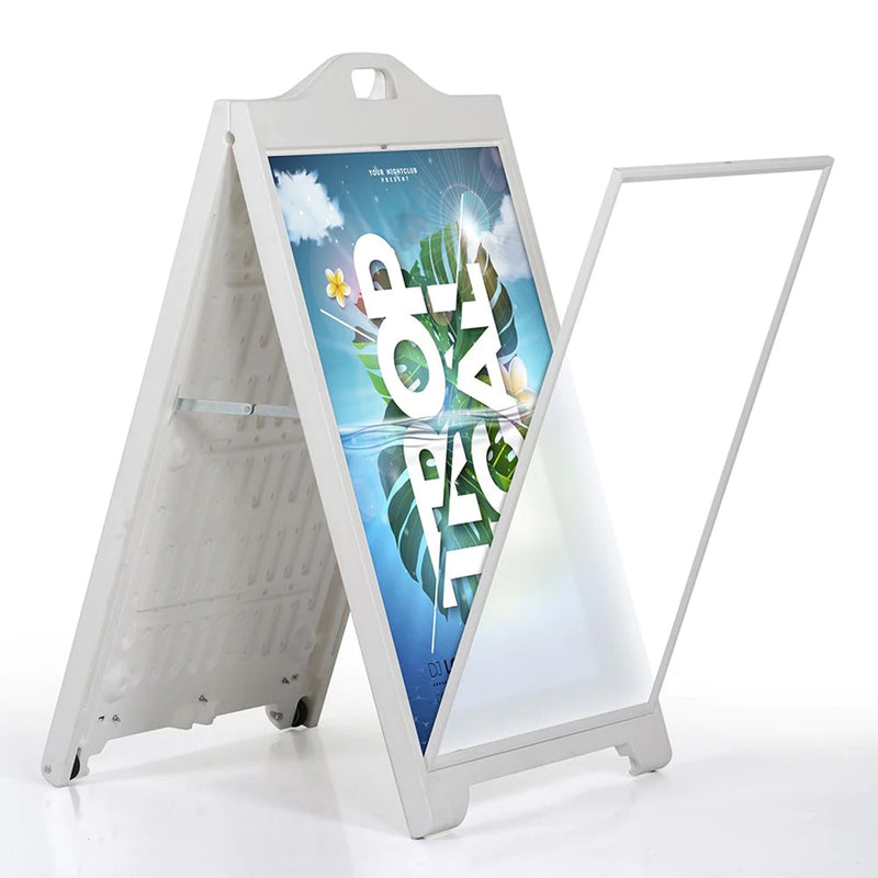 A1 White Weather Resistant A-Board Poster Display Pavement Sign Double Sided Heavy Duty