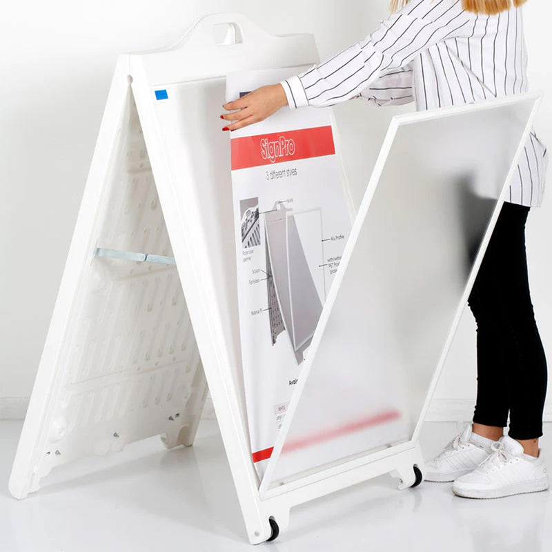 A1 White Weather Resistant A-Board Poster Display Pavement Sign Double Sided Heavy Duty