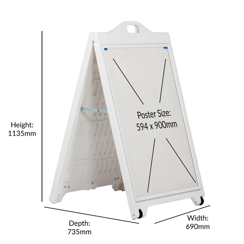 A1 White Weather Resistant A-Board Poster Display Pavement Sign Double Sided Heavy Duty