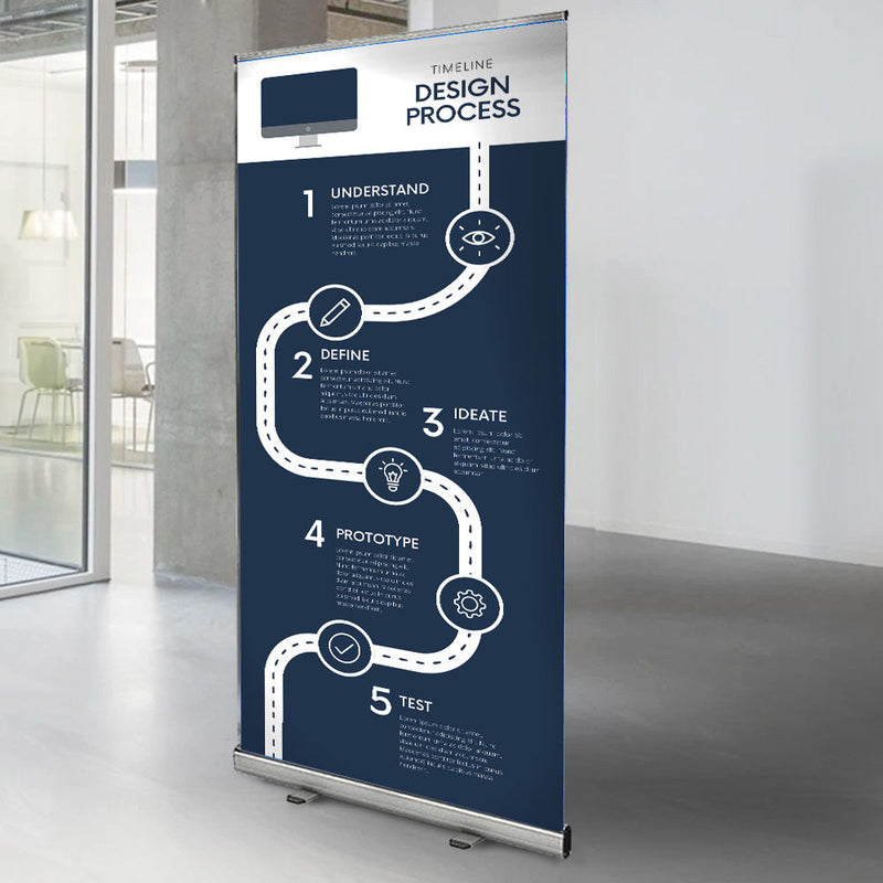 Silver Aluminium Roller Banner Stand - Suitable to Hold 2000mm High x 1000mm Wide Banners