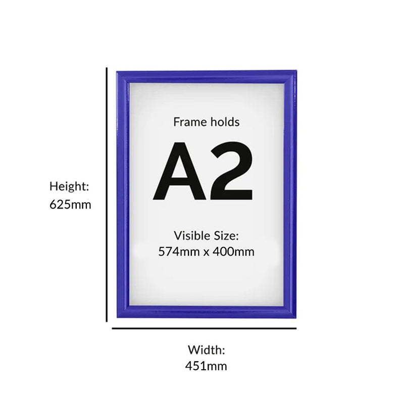 A2 Blue Poster Snap Frame 25mm Mitred Frame With Wall Fixings