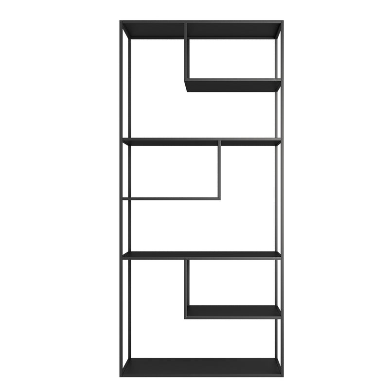 Black 6-Tier Geometric Steel Shelving Unit - 1880mm High x 850mm Wide