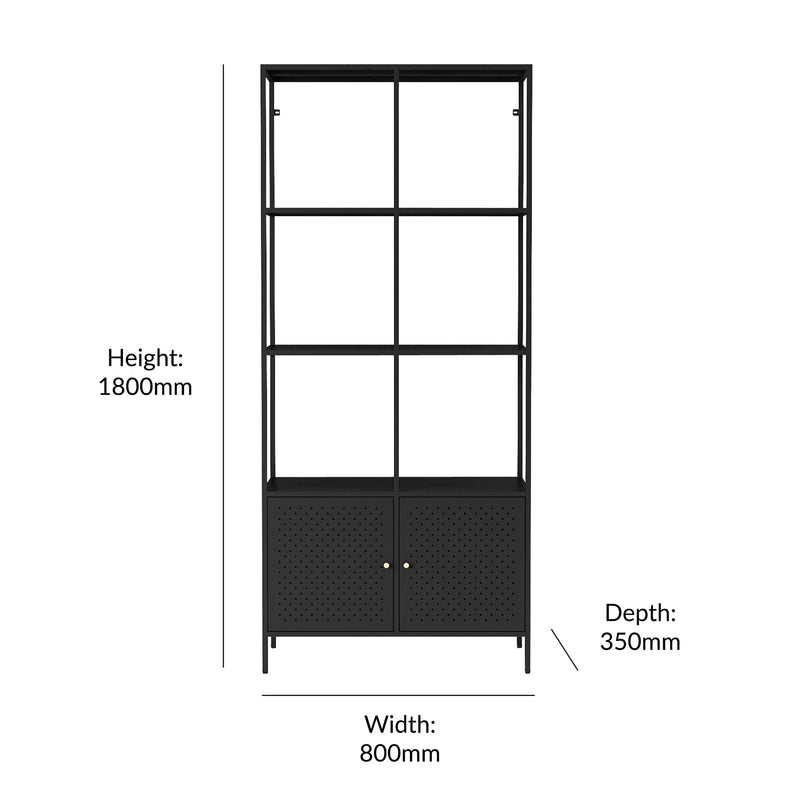 3-Tier Shelving Unit with Storage - Black
