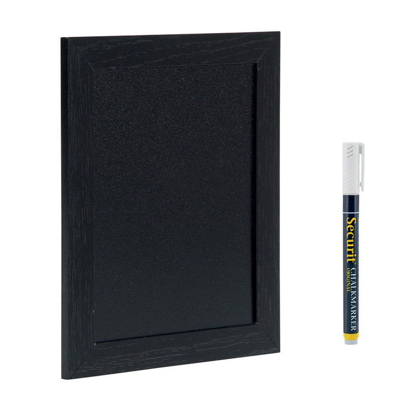 Double Sided Black Wood Framed Chalkboard with Wall Mounting Kit and Chalk Pen - 240mm x 200mm