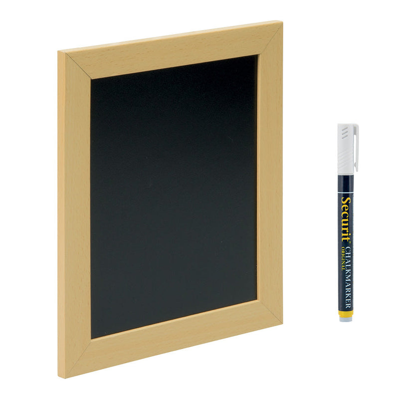 Double Sided Light Wood Framed Chalkboard with Wall Mounting Kit and Chalk Pen - 240mm x 200mm