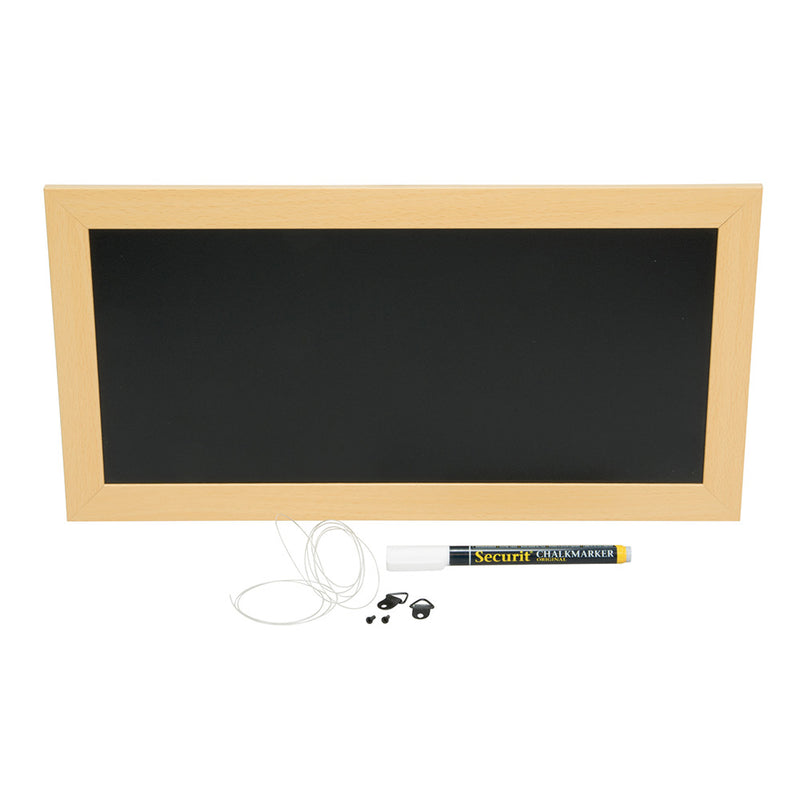 Double Sided Light Wood Framed Chalkboard with Wall Mounting Kit Chalk Pen - 400mm x 200mm