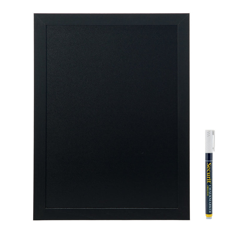 Double Sided Black Wood Framed Chalkboard with Wall Mounting Kit and Chalkboard Pen - 400mm x 300mm