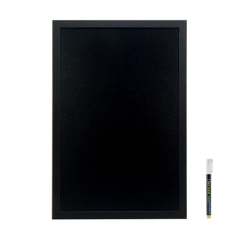 Double Sided Black Wood Framed Chalkboard with Wall Mounting Kit and Chalkboard Pen - 600mm x 400mm