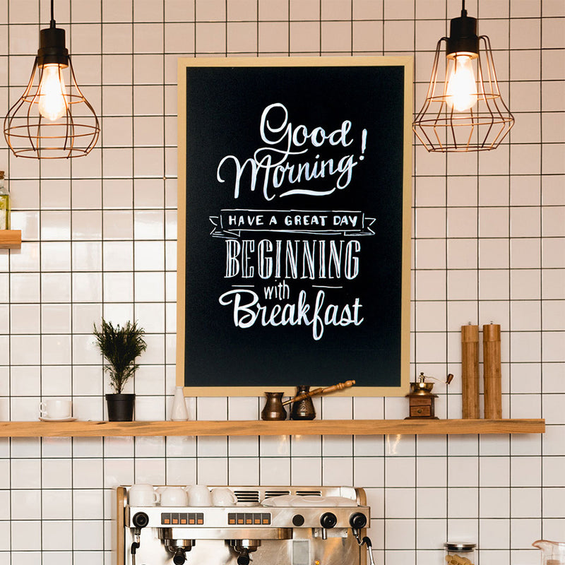 Double Sided Light Wood Framed Chalkboard with Wall Mounting Kit and Chalk Pen - 600mm x 400mm