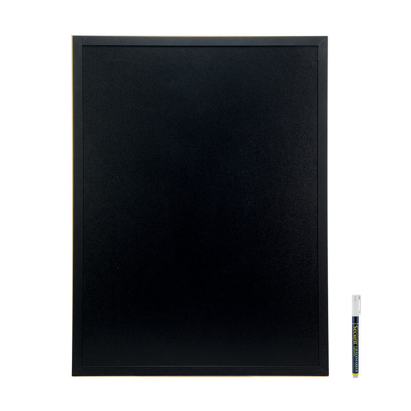 Double Sided Black Wood Framed Chalkboard with Wall Mounting Kit and Chalkboard Pen - 800mm x 600mm
