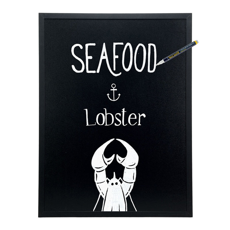 Double Sided Black Wood Framed Chalkboard with Wall Mounting Kit and Chalkboard Pen - 800mm x 600mm