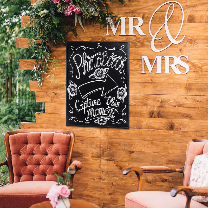 Double Sided Black Wood Framed Chalkboard with Wall Mounting Kit and Chalkboard Pen - 800mm x 600mm