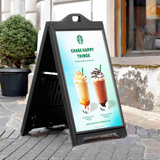 A1 Black Weather Resistant A-Board Poster Display Pavement Sign Double Sided Heavy Duty