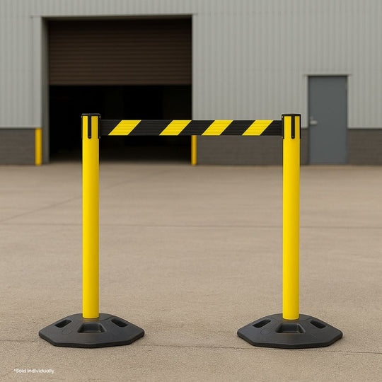 Heavy Duty Plastic Yellow Post - 3.65m Yellow & Black Belt