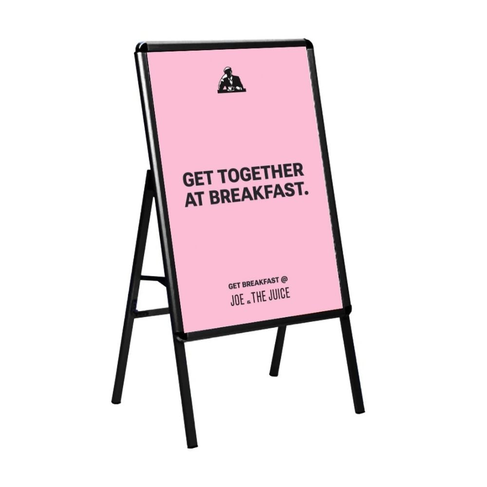 One-sided A1 pavement sign – black aluminium A-frame ideal for storefront advertising