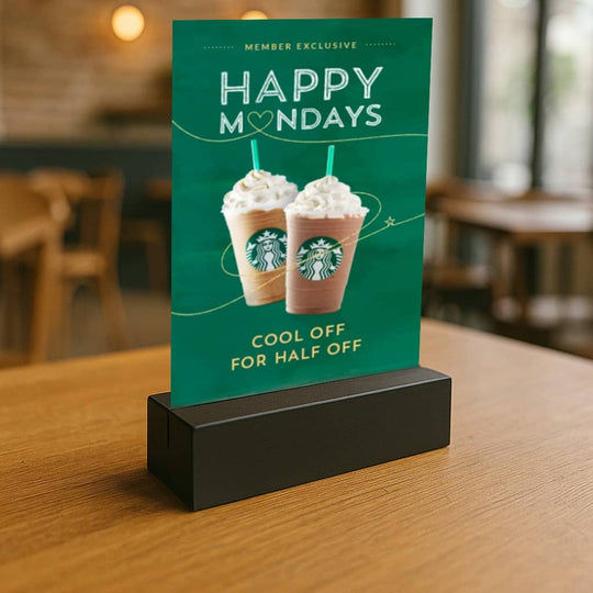 Pack of 10 Black Wooden Menu Holder Block - 105mm