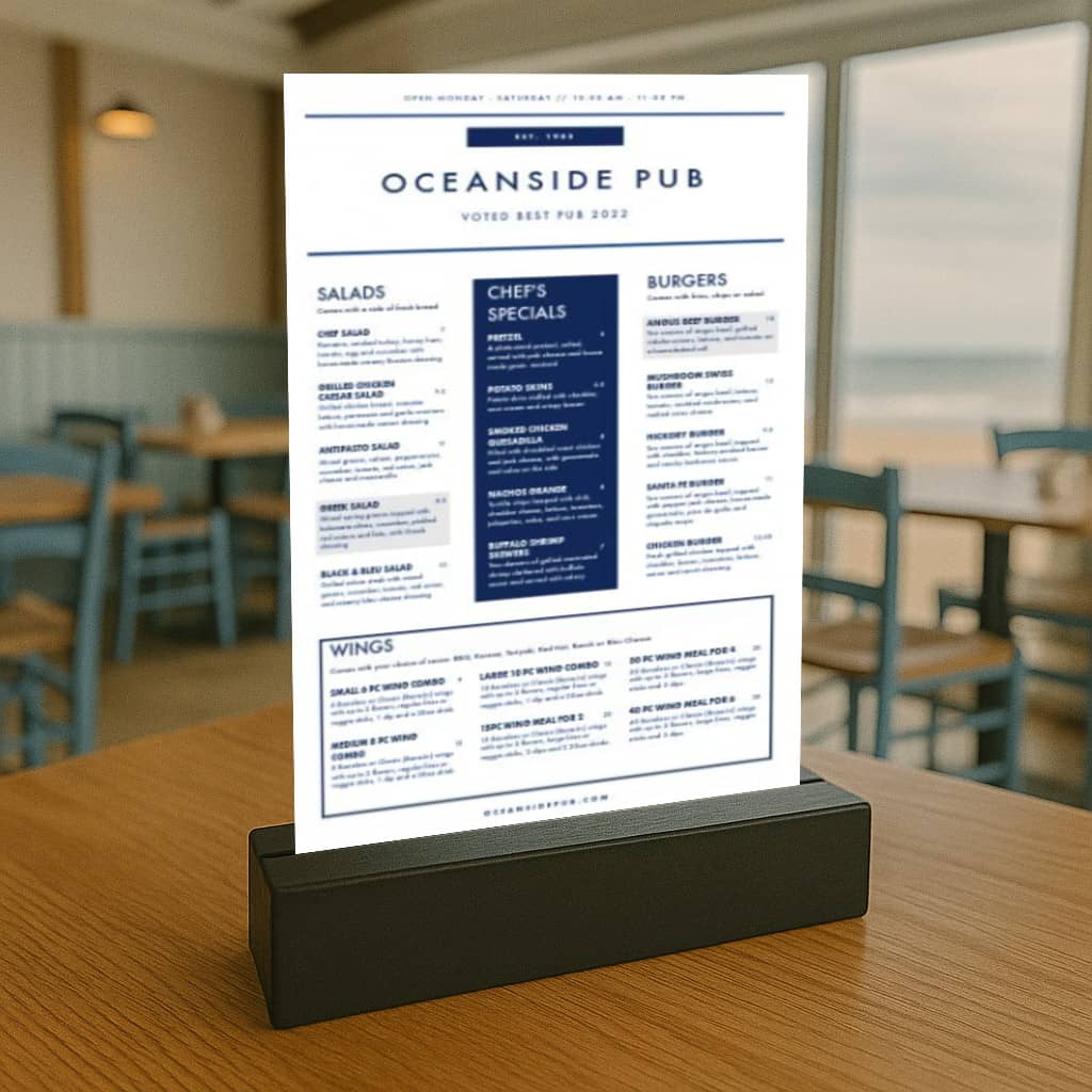 Pack of 10 Black Wooden Menu Holder Blocks - 148mm