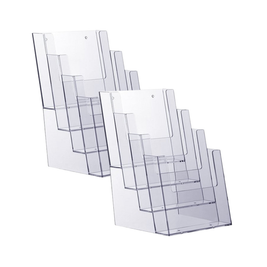 Pack of 2 4-Tier A4 Portrait Brochure Holder - Counter Standing