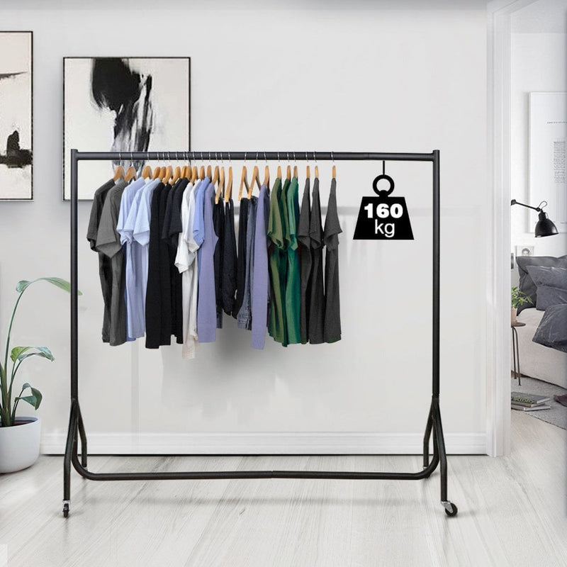 5ft Wide x 5ft Tall Black Commercial Grade Heavy Duty Steel Clothes Rail With 160kg Load Capacity