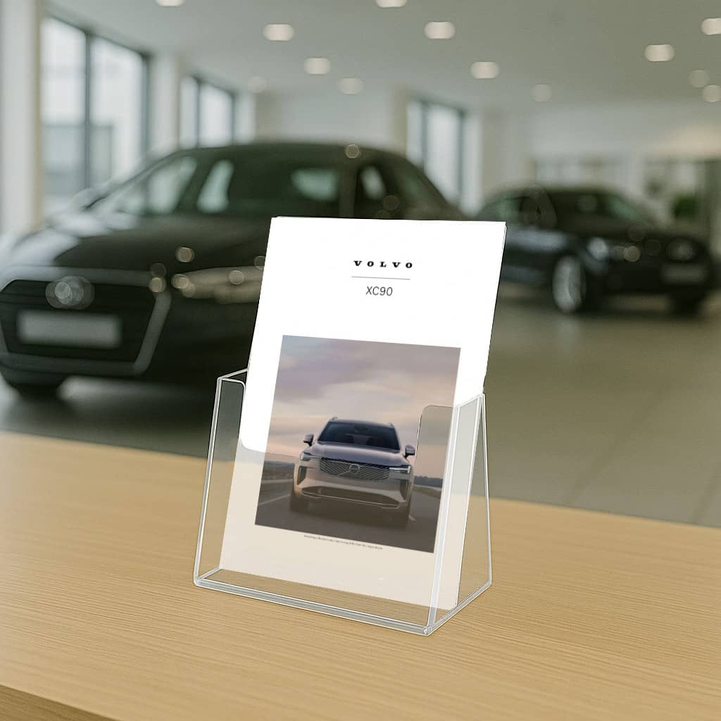 Eight A5 portrait leaflet holders, counter standing and designed to keep leaflets organised and easily accessible.