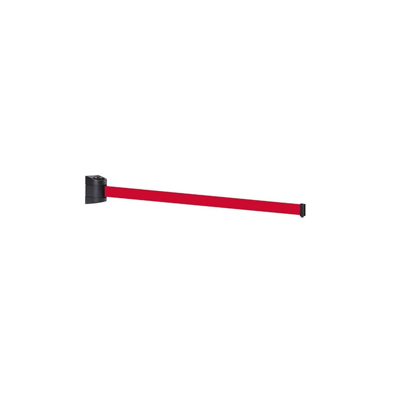 Black Wall Mounted Retractable Barrier - 4.6m Red Belt