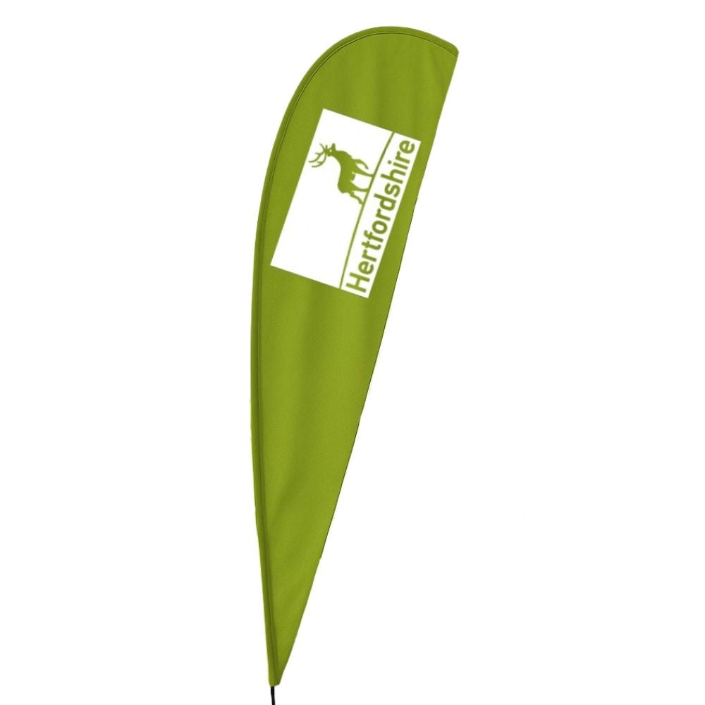 Single-Sided Glass Fibre Teardrop Flag with Drive-On Car Base inc. Graphic Printing - 5m