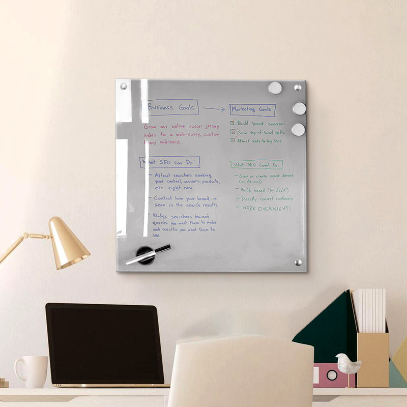 Grey Glass Memo Board 400mm x 400mm Displaysense