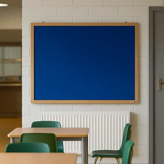 Eco-Friendly Blue Felt Noticeboard with Wood Effect Frame - 1200 x 900mm