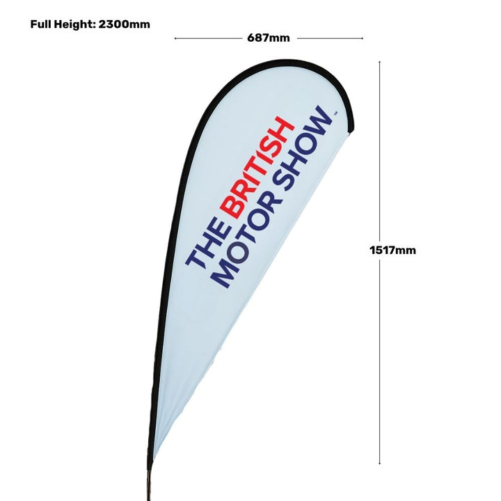 Drive-on car base teardrop flag – 2.3m single-sided feather banner with print for vehicle forecourt displays