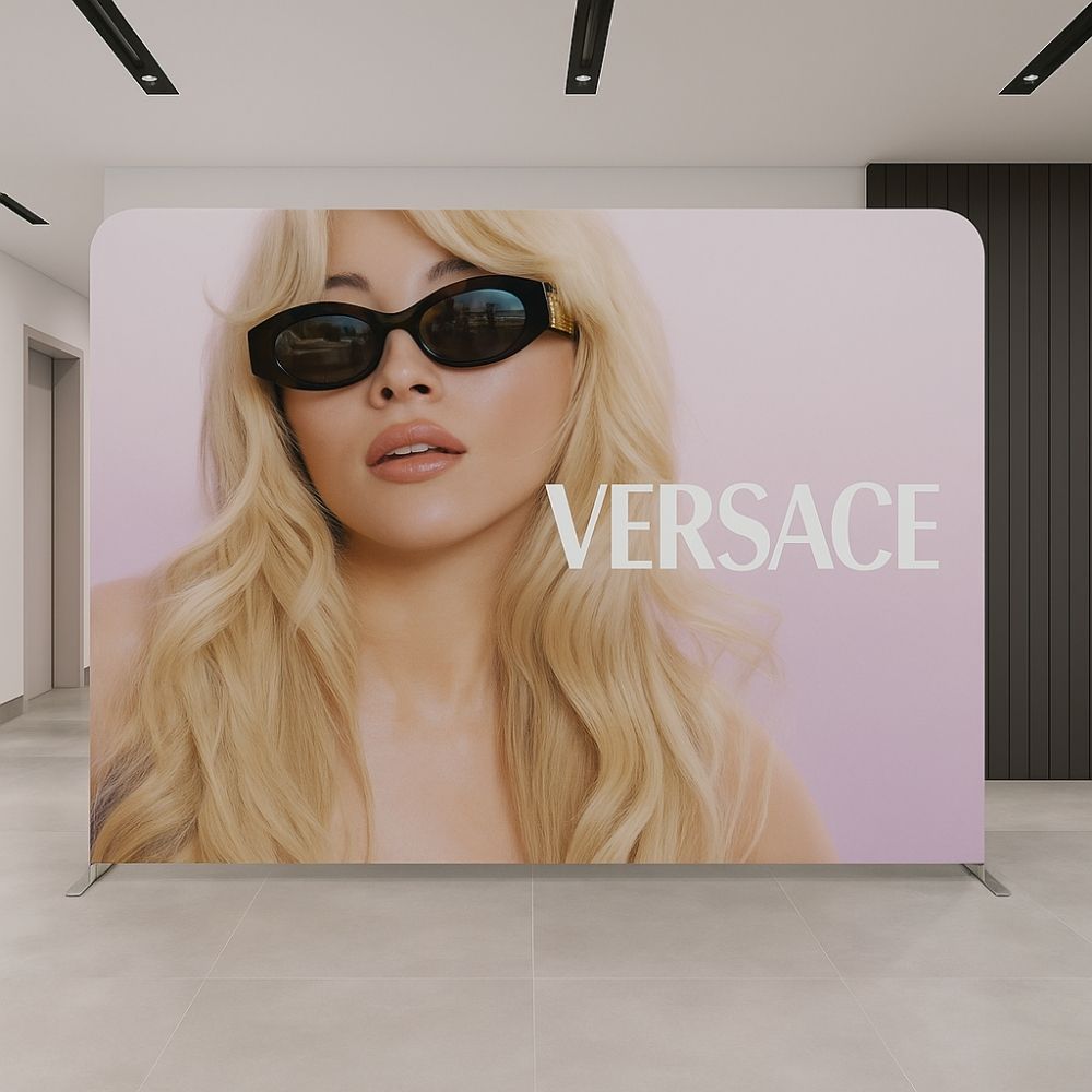 3m double-sided fabric exhibition backdrop – straight tension display with full-colour graphics for events and trade shows  